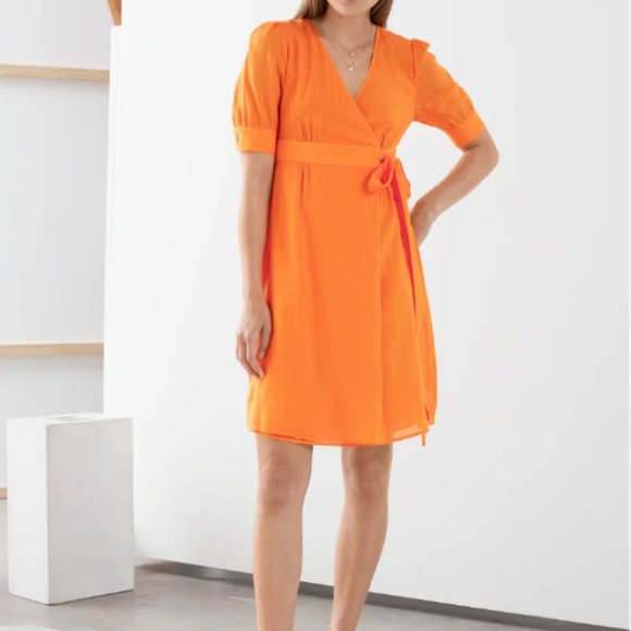 &Other Stories Puff-Sleeve Wrap Dress - Picture 1 of 4